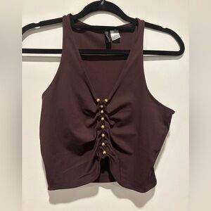 H&M Brown Tank Top with Gold Details
